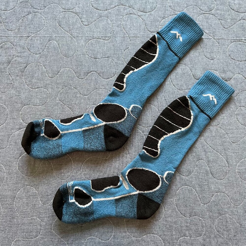 Darn Tough Cushioned Ski Socks Men's Large Blue Black White